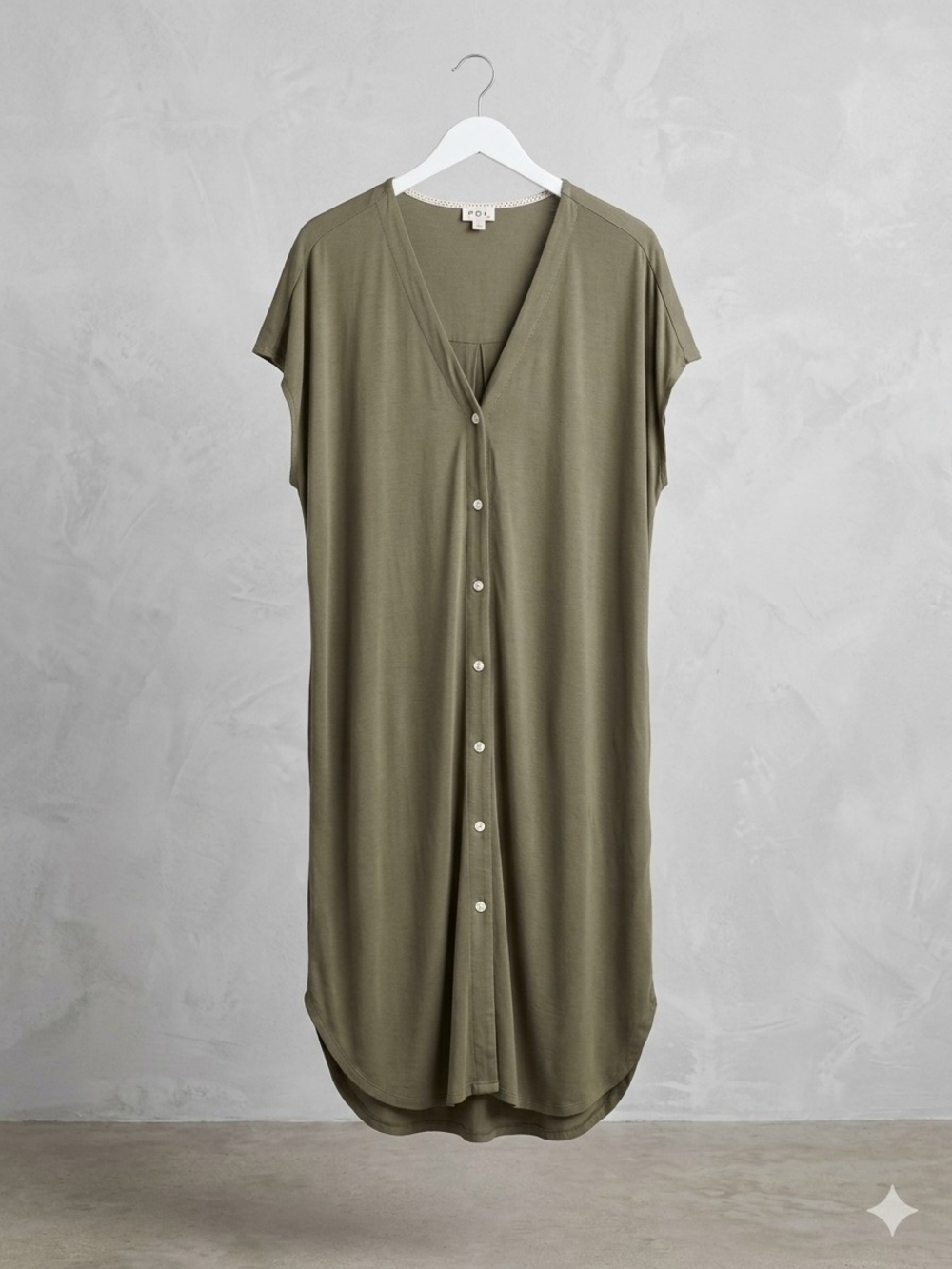 POL Olive Green Midi Button-Front Dress